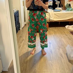 ZARA / Printed cropped elastic waist pants - S